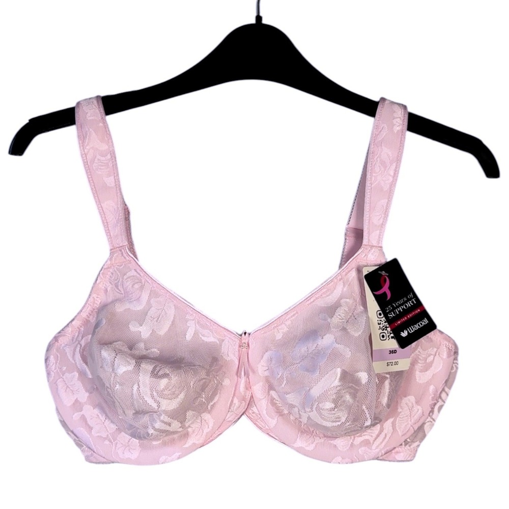 Wacoal Womens Size 36D Pastel Pink Underwire Awareness Bra NWT
